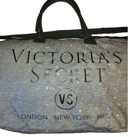 Victorias Secret Limited Edition Silver Glitter Weekender Tote Bag NWOT - Picture 10 of 15